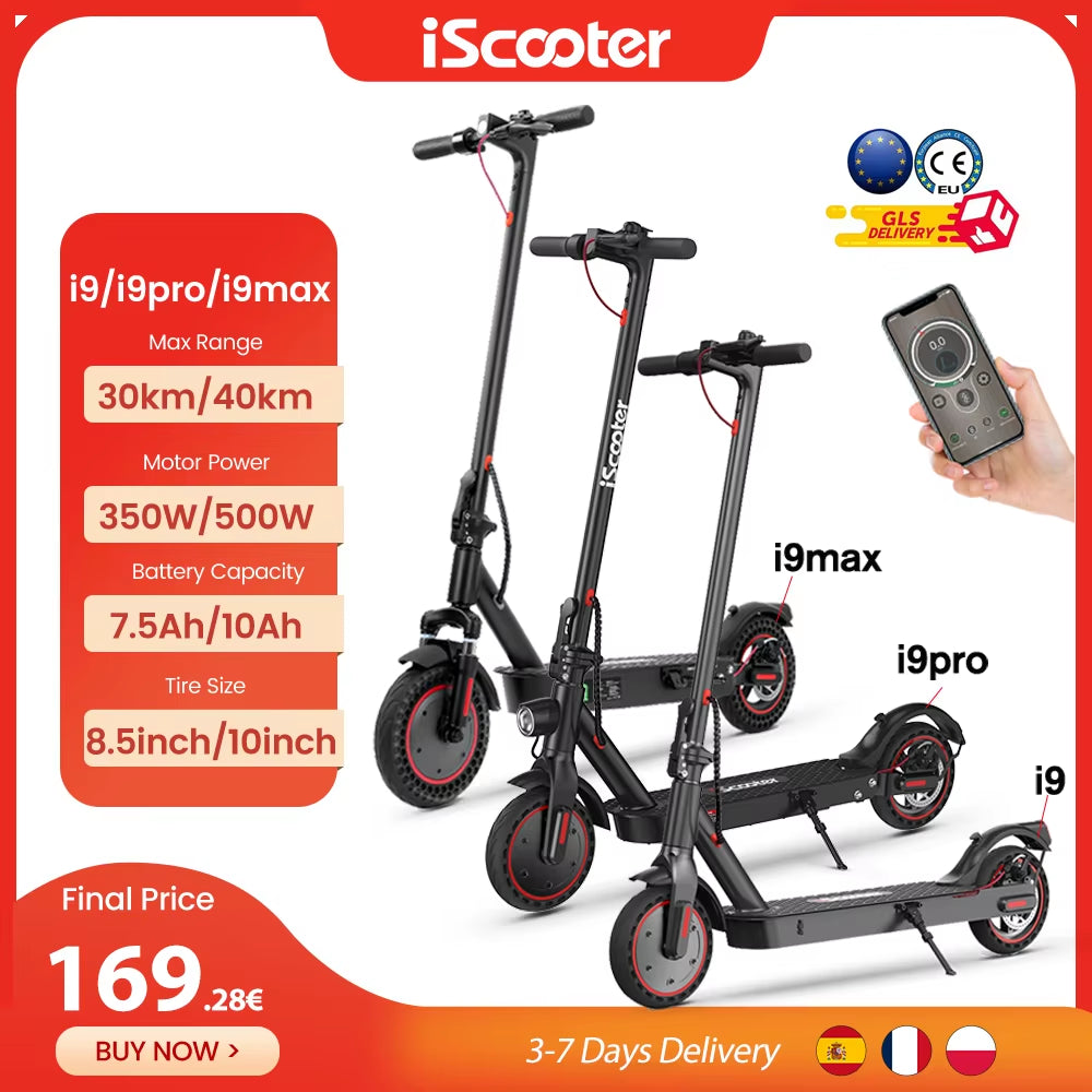 I9/I9Pro/I9Max Electric Scooter 10Inch Electric Kick Scooter 35Km/H Electric Scooter Smart E Scooters for Adult Scooter with APP