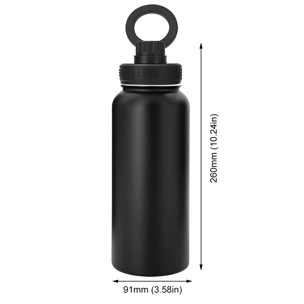 Magnetic Phone Holder Water Bottle Insulated Water Bottle 1000Ml Leak Proof Double Wall Vacuum Insulated Stainless Steel Thermos