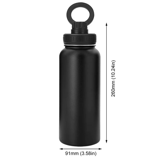 Magnetic Phone Holder Water Bottle Insulated Water Bottle 1000Ml Leak Proof Double Wall Vacuum Insulated Stainless Steel Thermos